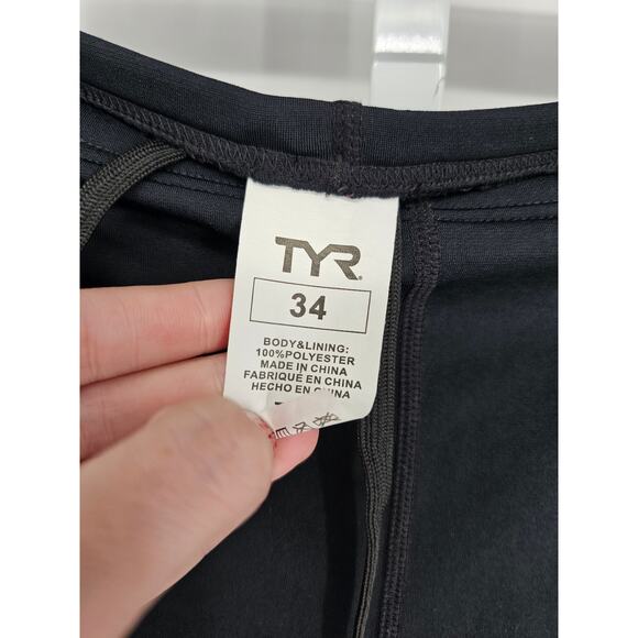 TYR Mens Sz 34 Jammer Swimsuit Swim Trunks Black Competition - Picture 3 of 4